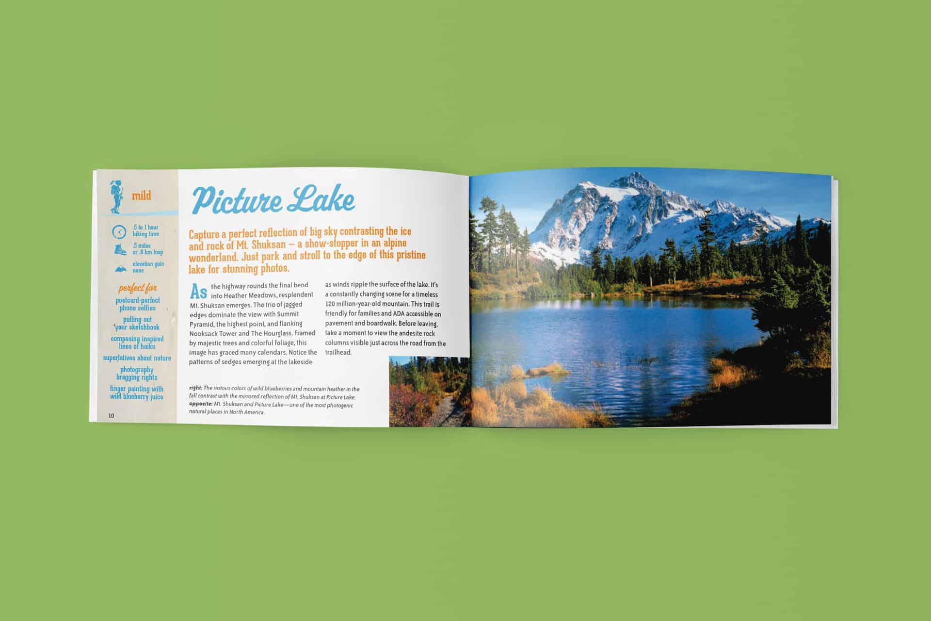 tourism branding - BE in Bellingham mt baker hiking guide by Shew Design