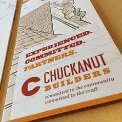 graphic design for general contractor - Chuckanut Builders brochure cover design by Shew Design