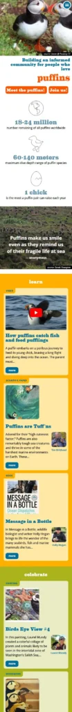 World Puffin Congress home page, mobile.